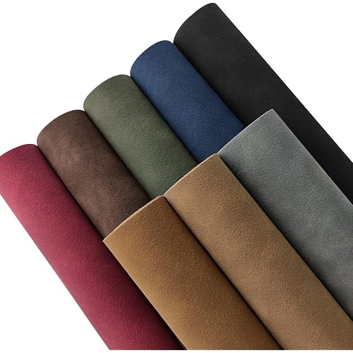 8 Pcs Frosted Suede Faux Leather Fabric Velvety Touch Soft Synthetic PU Leather for Upholstery Fashion Handicraft DIY Projects (21cmx30cm)
