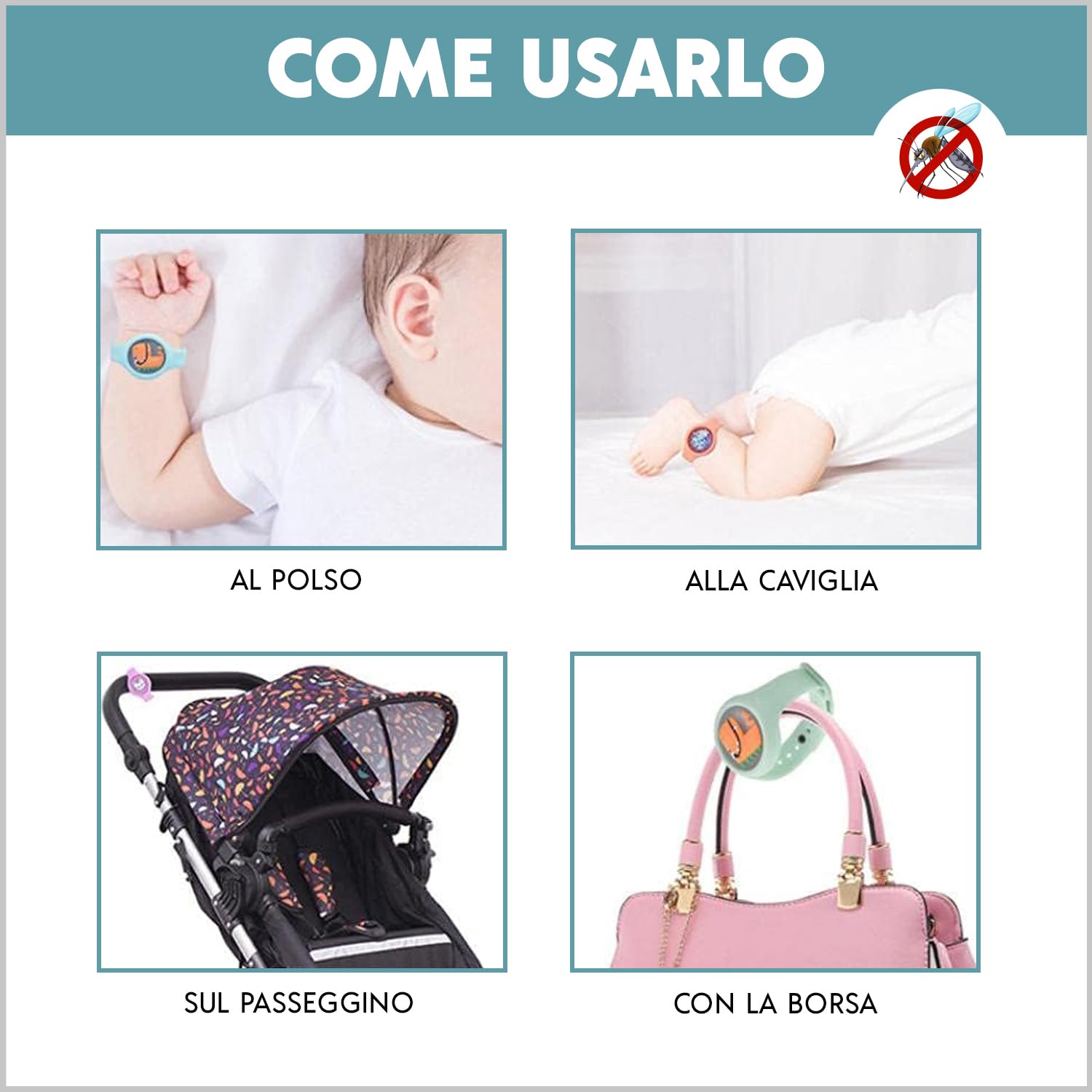 SO GOODS braccialetto antizanzare bambini (confezione da 2), antizanzare bambini con animali, 2 diversi animali, naturale, realizzato con citronella (Gatto & Dino)