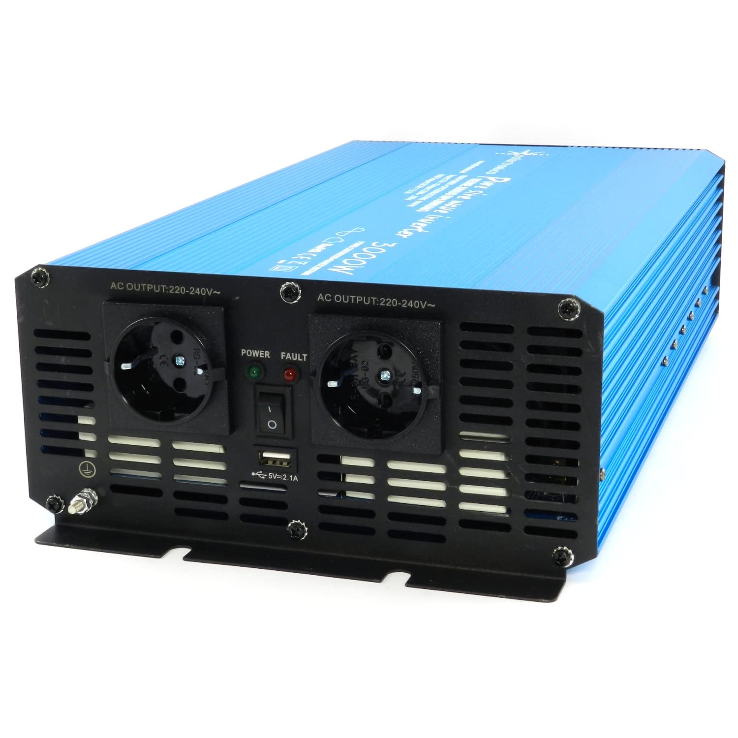 SOLARTRONICS Spannungswandler 12V auf 230V - Wechselrichter TS3000-3000 Watt Reiner Sinus Inverter - Umrichter 12V 220V - mit Schuko-& USB Anschluss - Wohnwagen Wohnmobile (3000-6000 Watt)