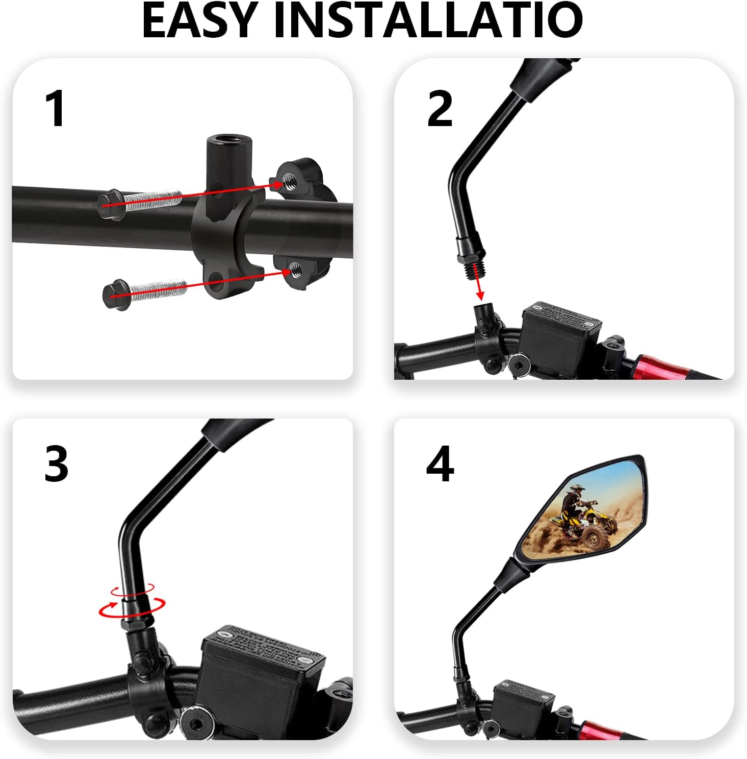 SHEJISI Universal Motorcycle ATV Rearview Mirror is Suitable for 7/8" Handlebars，Compatible with Polaris Sportsman Scrambler，Can-Am Outlander，Honda Grom TRX，Kawasaki Ninja,KYMCO，Yamaha,Suzuki