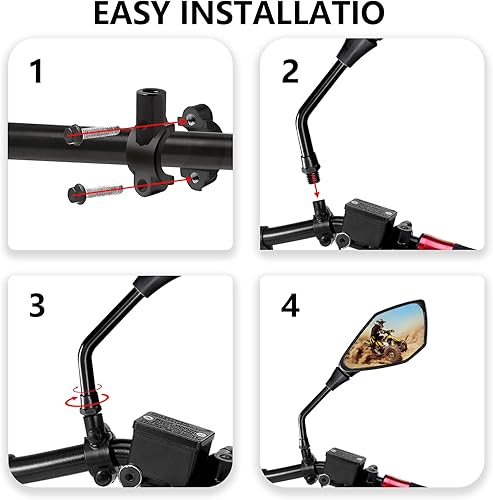 Miniatura 6 de El espejo retrovisor universal para motocicleta ATV es adecuado para manubrios de 7/8 pulgadas, compatible con Polaris Sportsman Scrambler, Can-Am