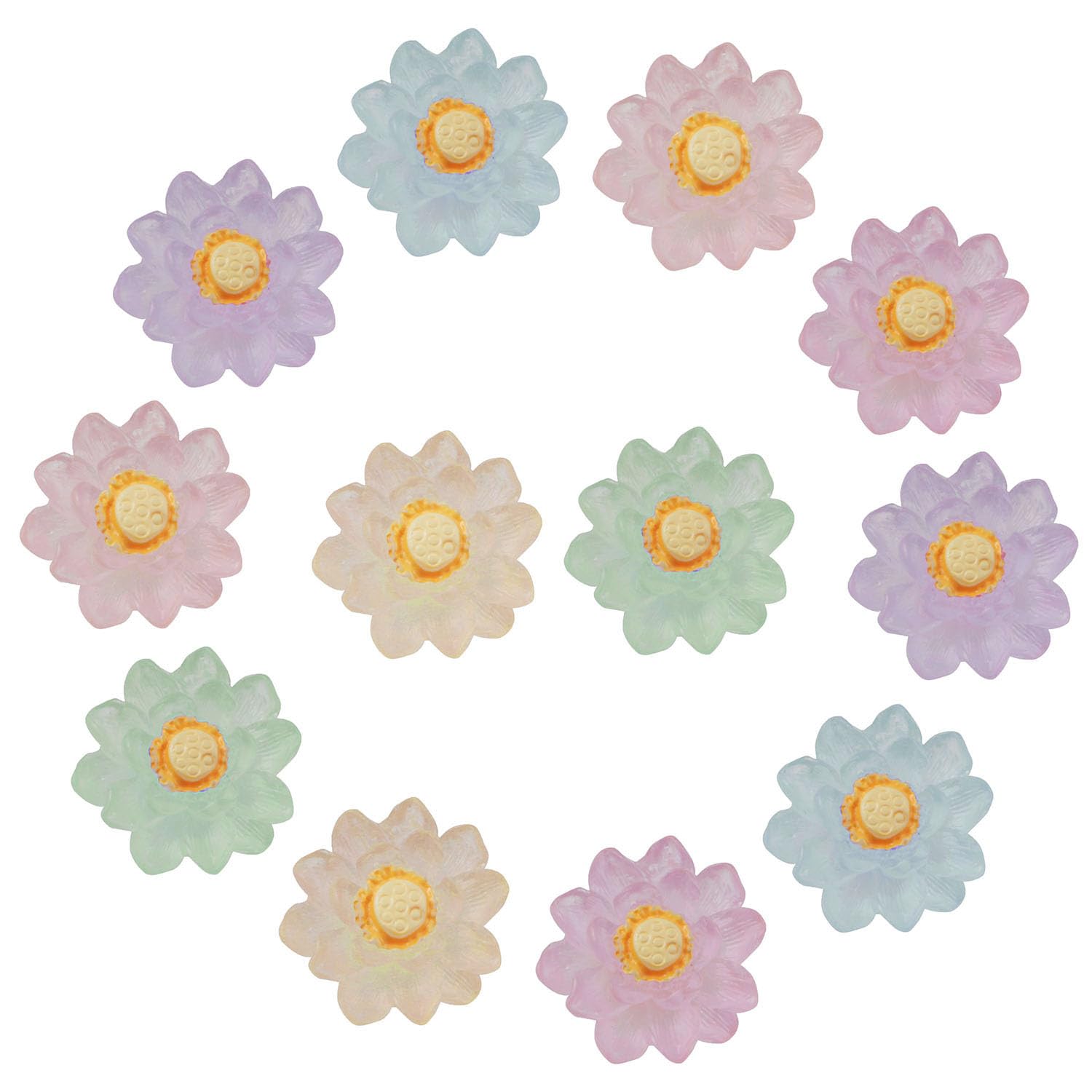 XGNG 12pcs Resin Colorful Lotus Flower Microlandscape Creative Luminous Lotus Leaf Eco-Bottle Fish Tank Aquarium DIY Aquascape Decoration Accessories Lotus Small Ornament