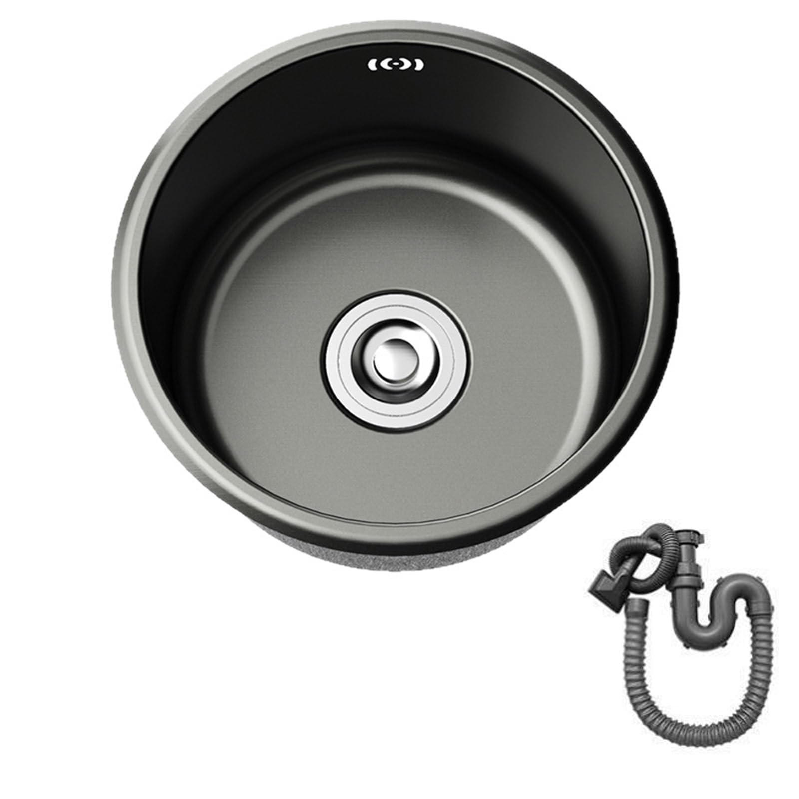 HYQOUKLR Stainless Steel Small Sink, Stainless Steel Undermount Single-Bowl Kitchen Sink, Black, 28-42cm, with Drainage Kit(42cm)