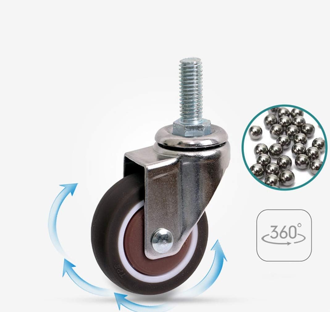 Casters, Swivel Stem Caster,TPE Material Castors Furniture Wheel,Caster with Brakes,Threaded Rod Installation,for Desk Chair Coffee Table Toy,Wear-Resistant,Precision Bearing Chair Wheels