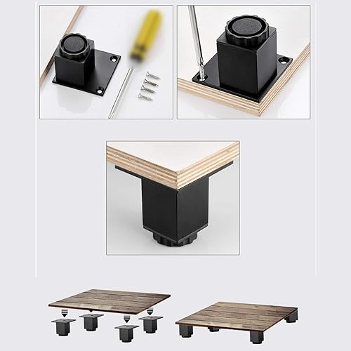 Miniatura 9 de Patas de aleación de aluminio ajustables de 0 a 0.591in, patas cuadradas de mesa de café, patas de gabinete de baño, patas de soporte de lavabo, 5 a