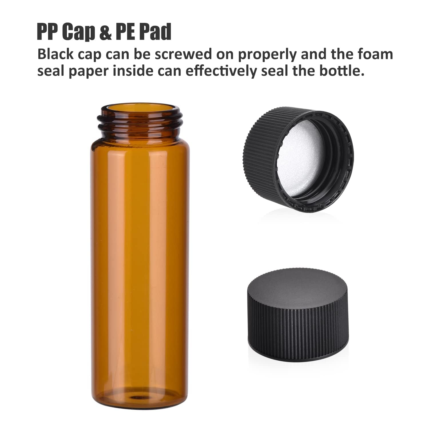 bello Clear Glass Amber Vials Culture Tube 10ml 10pcs, Glass Sample Vial with PE Stopper, Leak-Proof Glass Containers Essential Oil Bottles for Storage Liquid