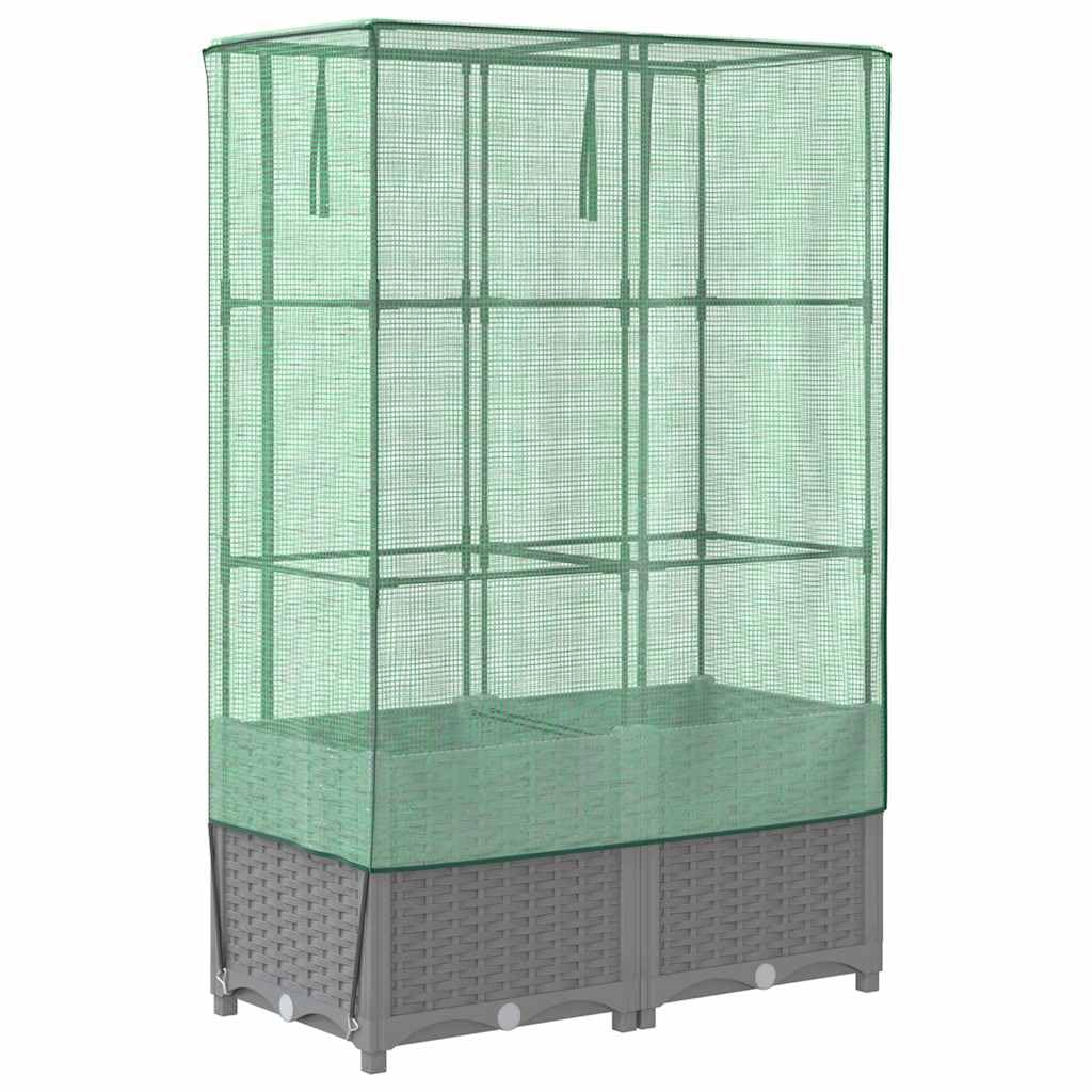 Letto Rialzato con Copertura Serra Effetto Rattan 80x40x138 cm per coltivazione di piante e fiori in giardini, balconi e verande resistente all'acqua