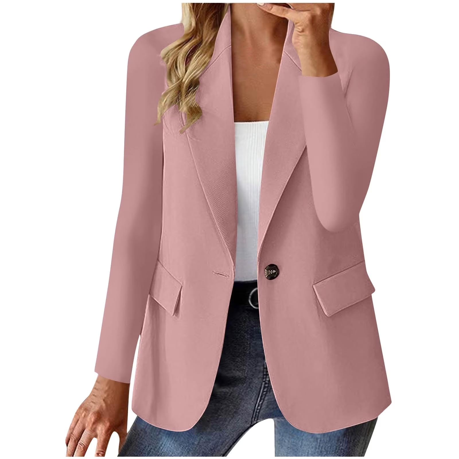 Generisch Blazer Damen Elegant Jacke Business Sweatblazer Mit Knöpfen