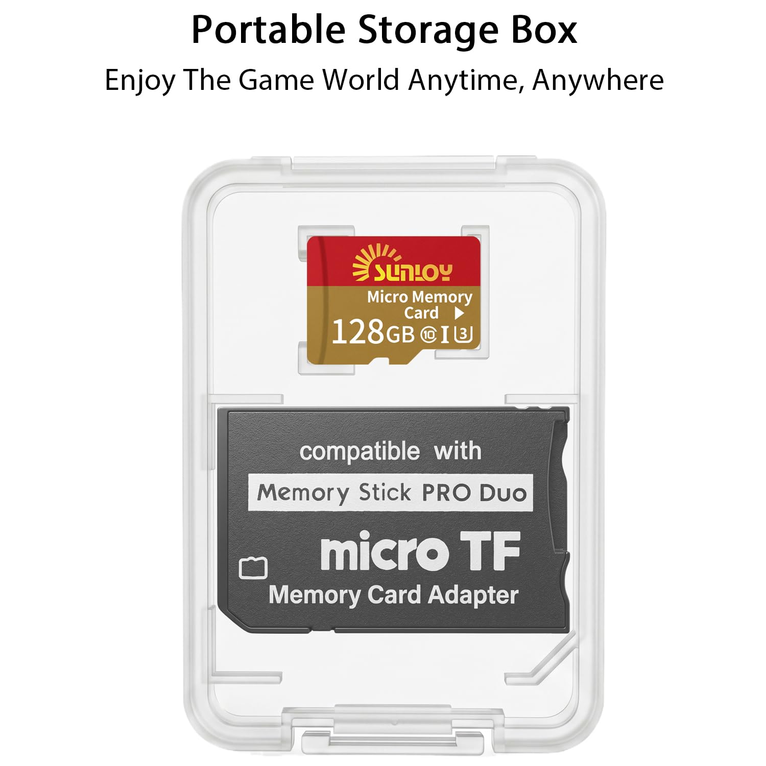 PSP Memory Stick Adapter mit 128GB Micro SD Karte, Micro SD/SDHC/SDXC auf Memory Stick PRO Duo MagicGate Karte kompatibel mit PlayStation Portable, Kamera, Handycam, Smartphone, PSP 1000/2000/3000