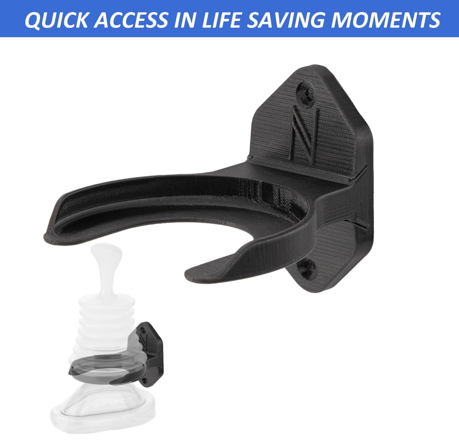Wall Mount for Rescue Devices and Anti Choking Device Wall Mounted Kit, Black - Image 2