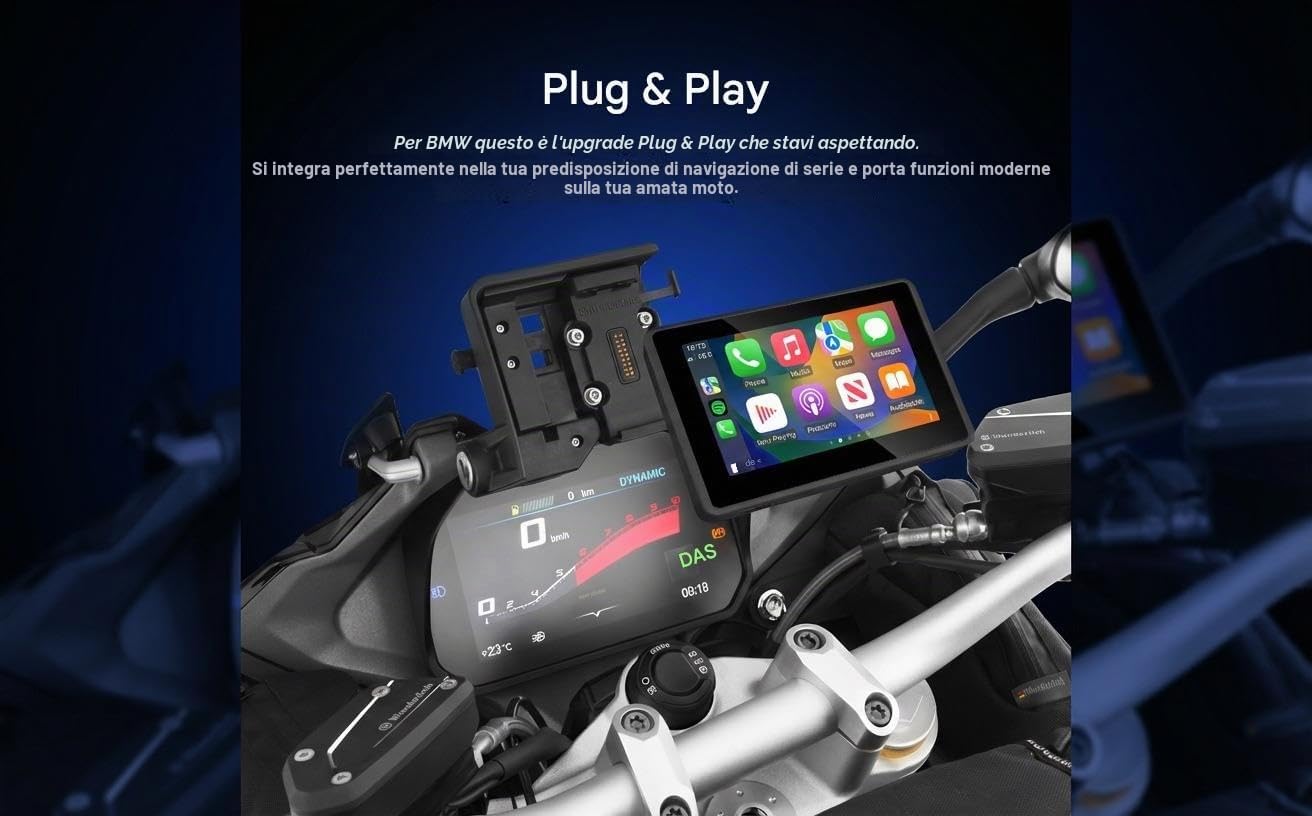 5 pollici Display for BMW Moto Wireless CarPlay & Android Auto | Touch HD IPS 1000 nits, BT 5.0, IP67. Per base originale, per Navigatore originale, Per R1250GS R1200GS F900GS F850GS S1000XR