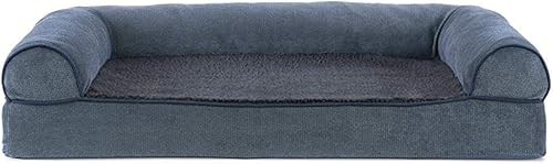 Miniatura 3 de Furhaven Pet - Sofá ortopédico de peluche colchón ergonómico de contorno auto-calentamiento para acurrucarse calmante anti-ansiedad con capucha