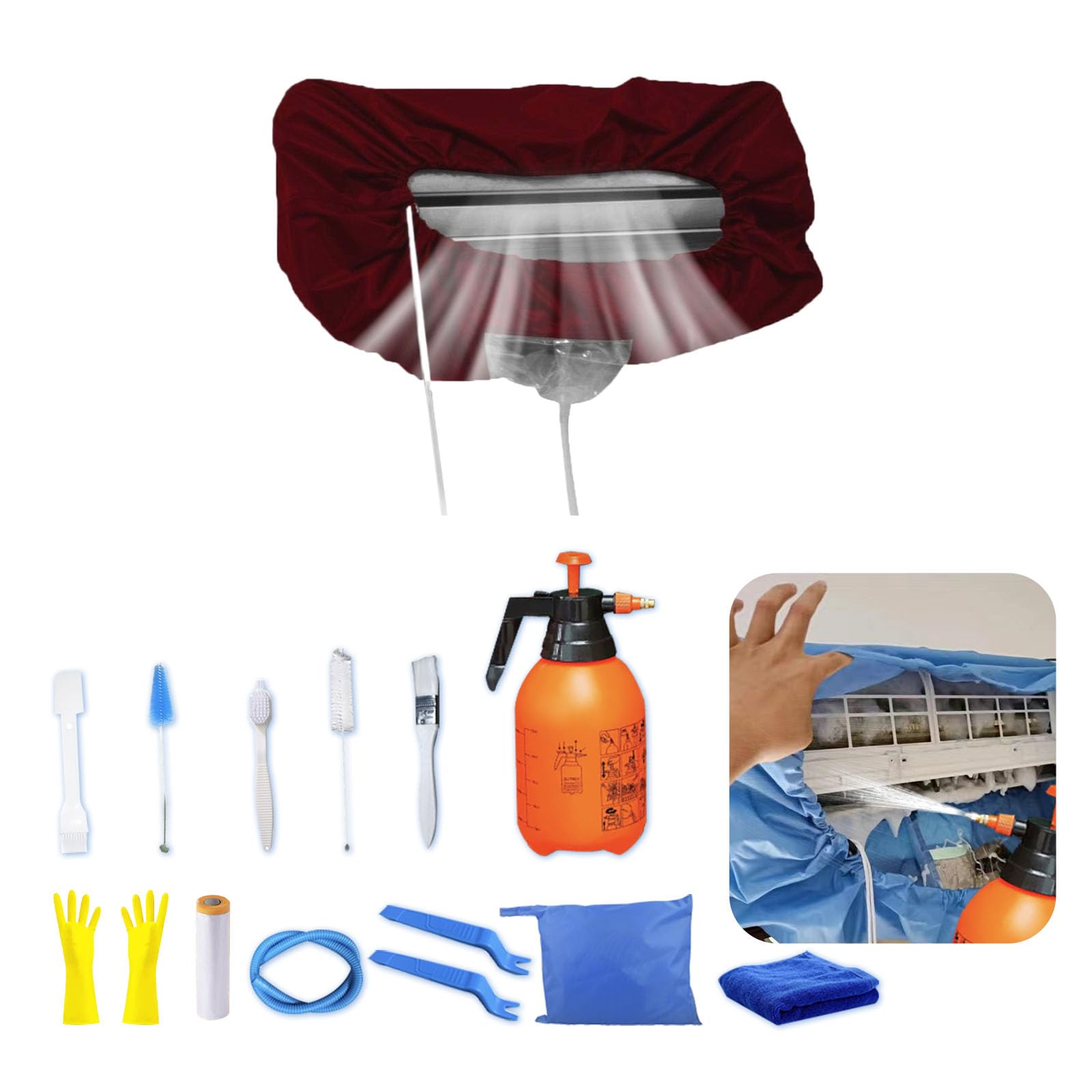 ZSPLIT-MAIR Mini Split Cleaning KitοΌMini Split Cleaning BagοΌSplit Air Conditioner Cleaning CoverοΌSplit Ac Unit Cleaning BagοΌ15pcsοΌRedοΌMedium Size:68-98cm/27.55-39.37 InchοΌ