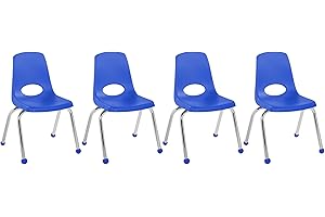 Factory Direct Partners Sturdy Blue Steel Kids School Stack Chair, Perfect for...