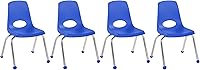 Vista 65 de FDP 10380-BK - Silla escolar apilable de 14 pulgadas, asiento apilable para estudiantes con patas de acero cromado y deslizadores de bolas