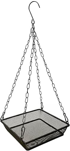 Hanging Bird Feeder Tray Platform Metal Mesh Seed Tray for