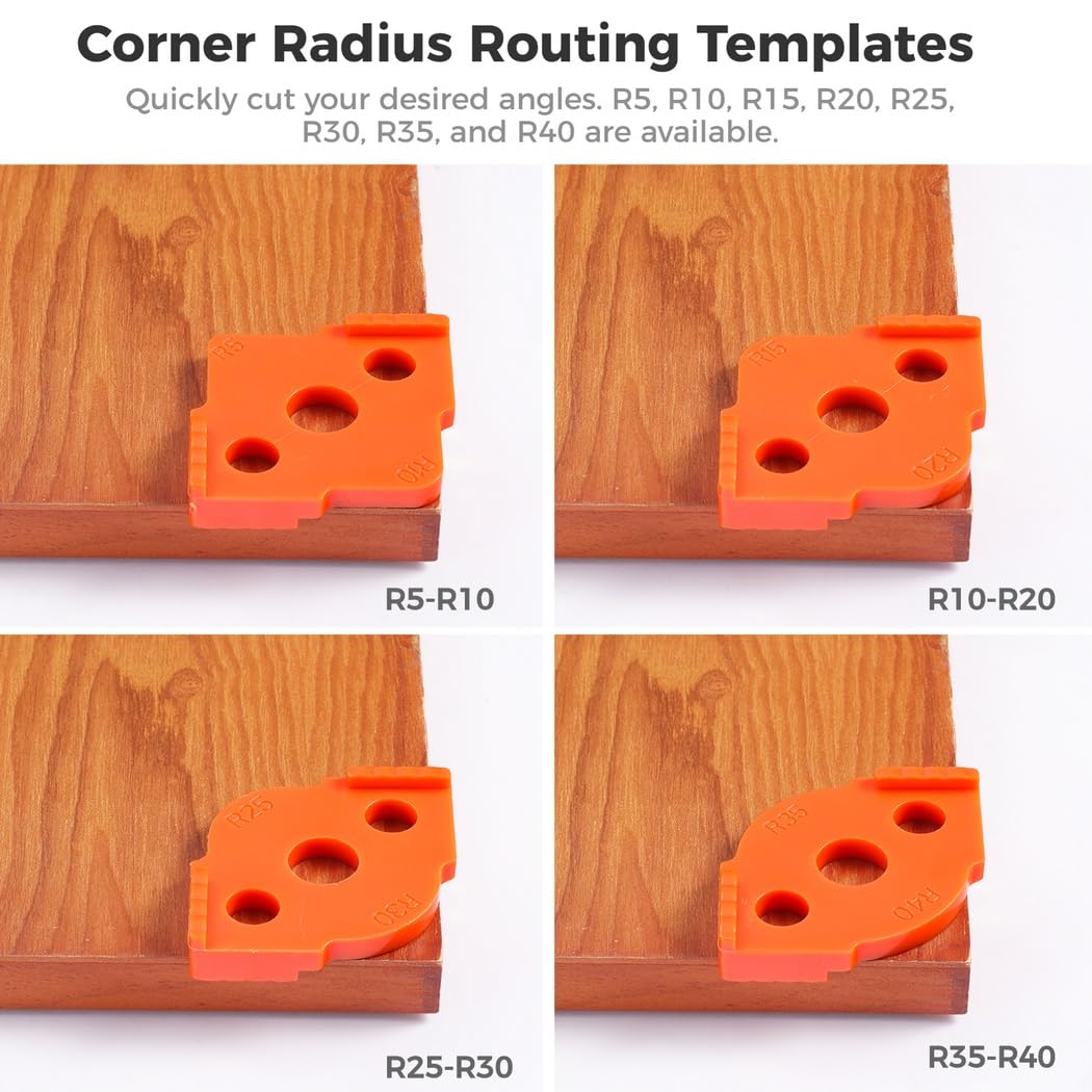 Set di 4 stencil per fresa angolare, in ABS duro per angoli arrotondati, fresatura CNC per la lavorazione del legno, per bordi e angoli puliti, R5 R10 R15 R20 R25 R30 R35 R40