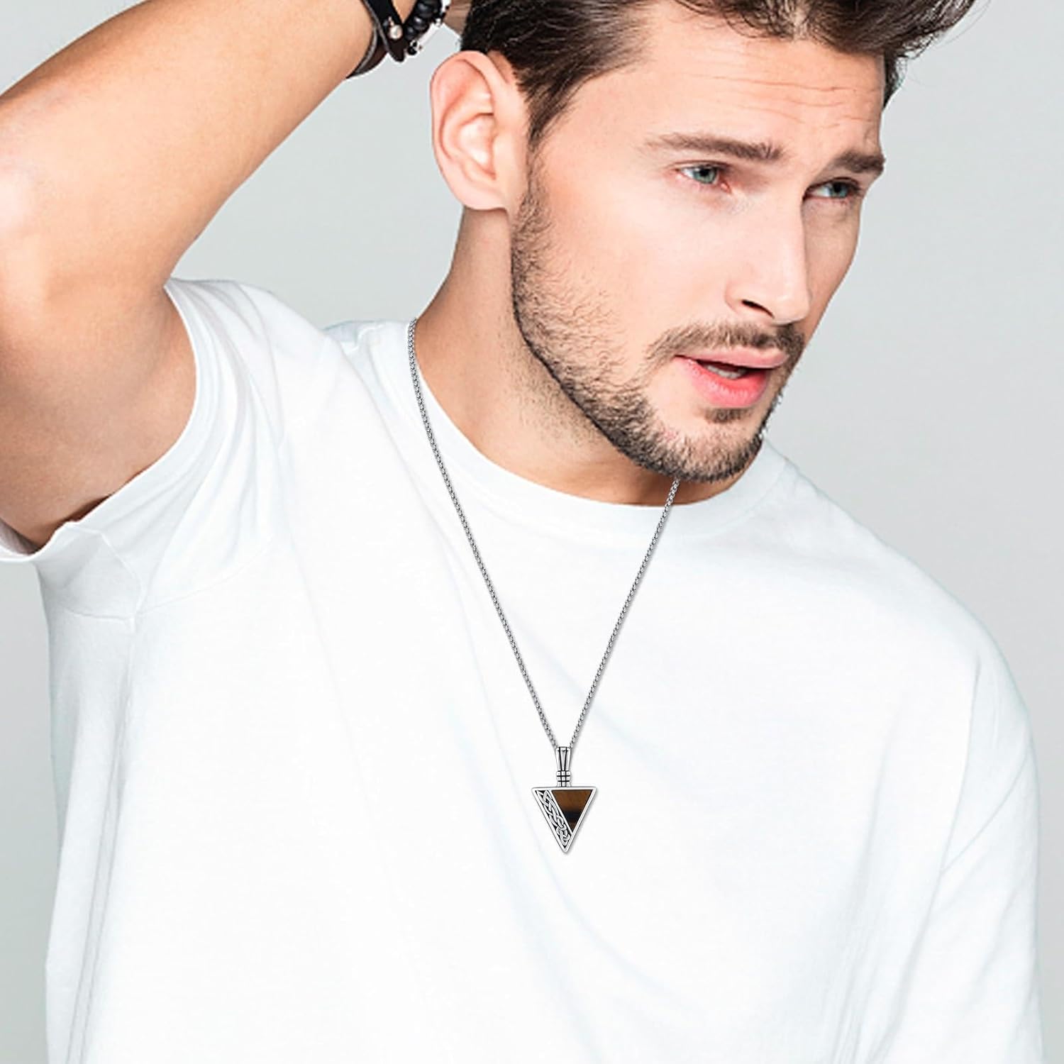 REDSUN Viking Pendant Necklace 925 Sterling Silver Celtic Pendant Abalone/Opal/Onyx/Lapis Lazuli/Turquoise Necklace Viking Amulet Jewelry Gifts for Men Women, with Stainless Steel Chain - Image 6