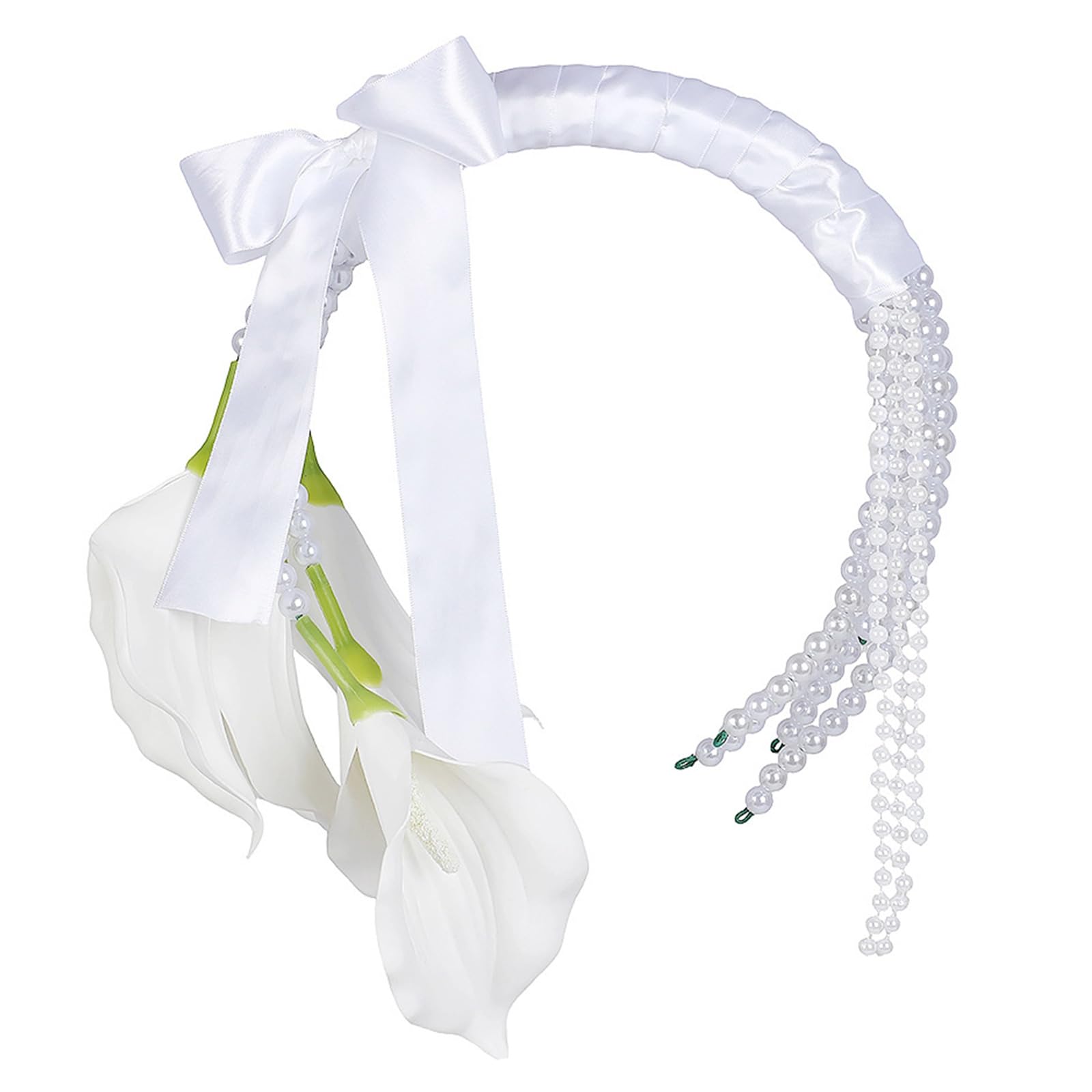 Hdoytxxm A Callalily Bridal Bouquet For Wedding Ceremony Special Event Rtificial Pearls Handheld Silk Flower For Photography Wedding Rtificial Floral Hoop Wreath