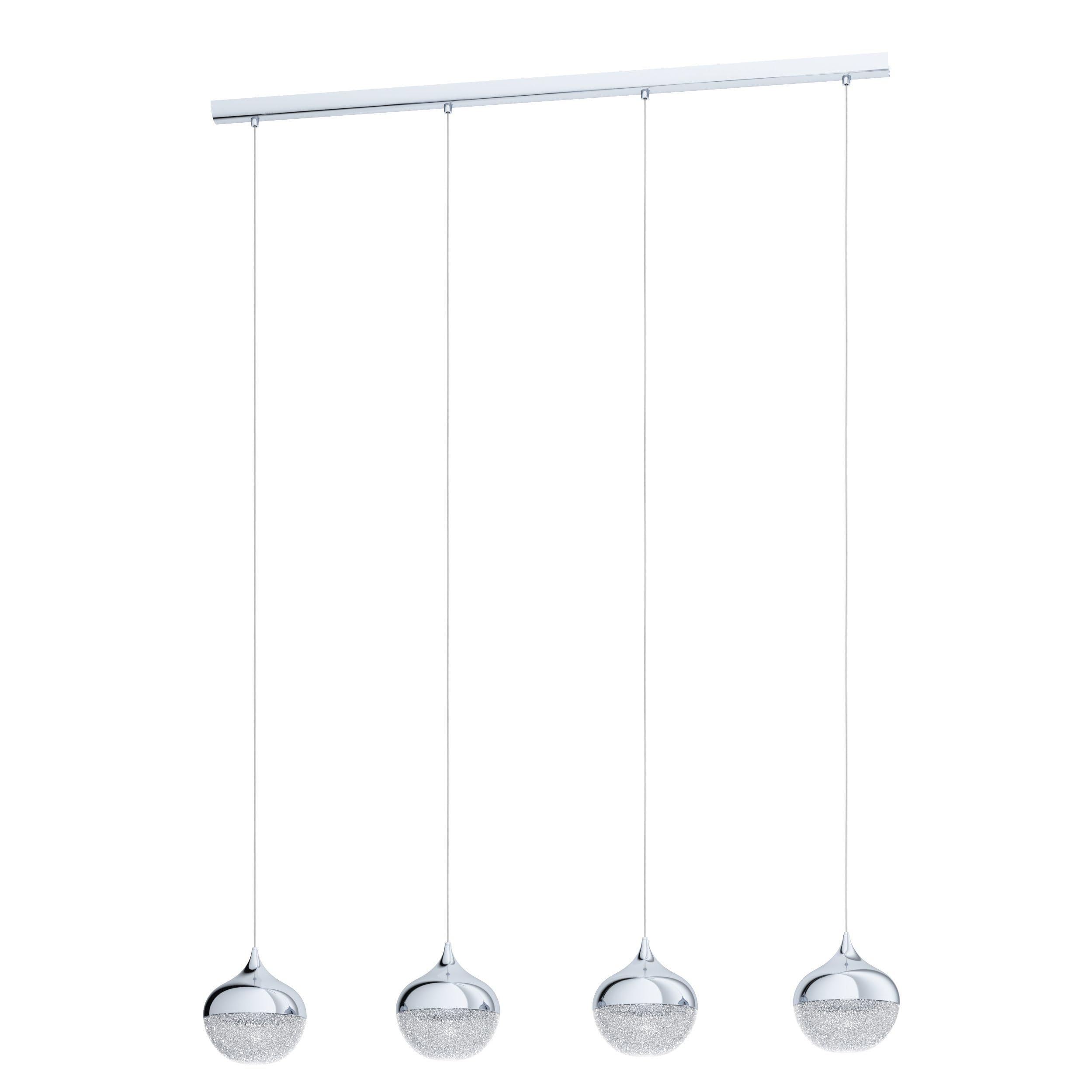 Eglo Pendant Light Mioglia 1, 3-Light Hanging Lamp, Elegant, Pendant Lamp Made of Steel, Plastic and Granite in Chrome, White, Clear, Dining Table Lamp, Hanging Living Room Lamp with E14 Socket