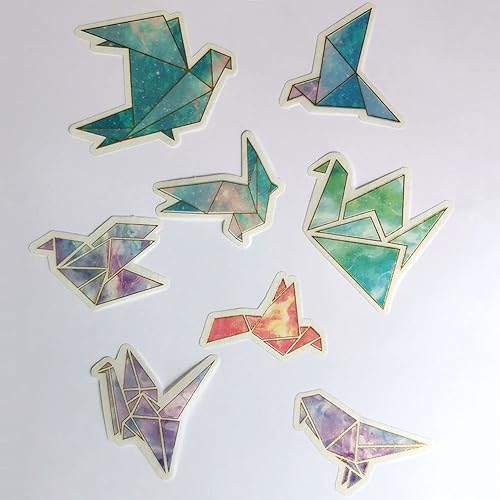 Miniatura 4 de Calcomanías de papel de fantasía Kawaii con grúas doradas, autoadhesivas, paquete de calcomanías decorativas para álbumes de recortes, diario,