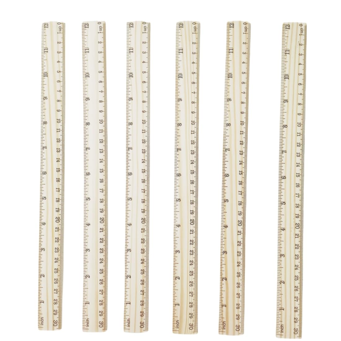 Yrlfiot 6 Pcs Wood Ruler, 12 Inch, Double-Sided, Accurate Scales, Classic Style, Wooden Construction - Image 3