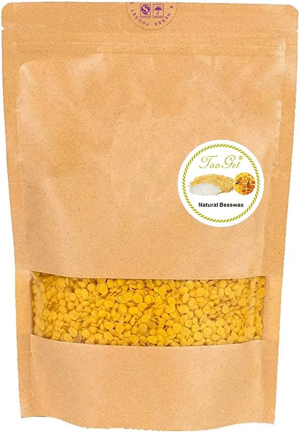 TooGet Pure Yellow Beeswax Pellets, Natural Beeswax Beads, Beeswax Pastilles - Premium Quality, Cosmetic Grade - 14 OZ