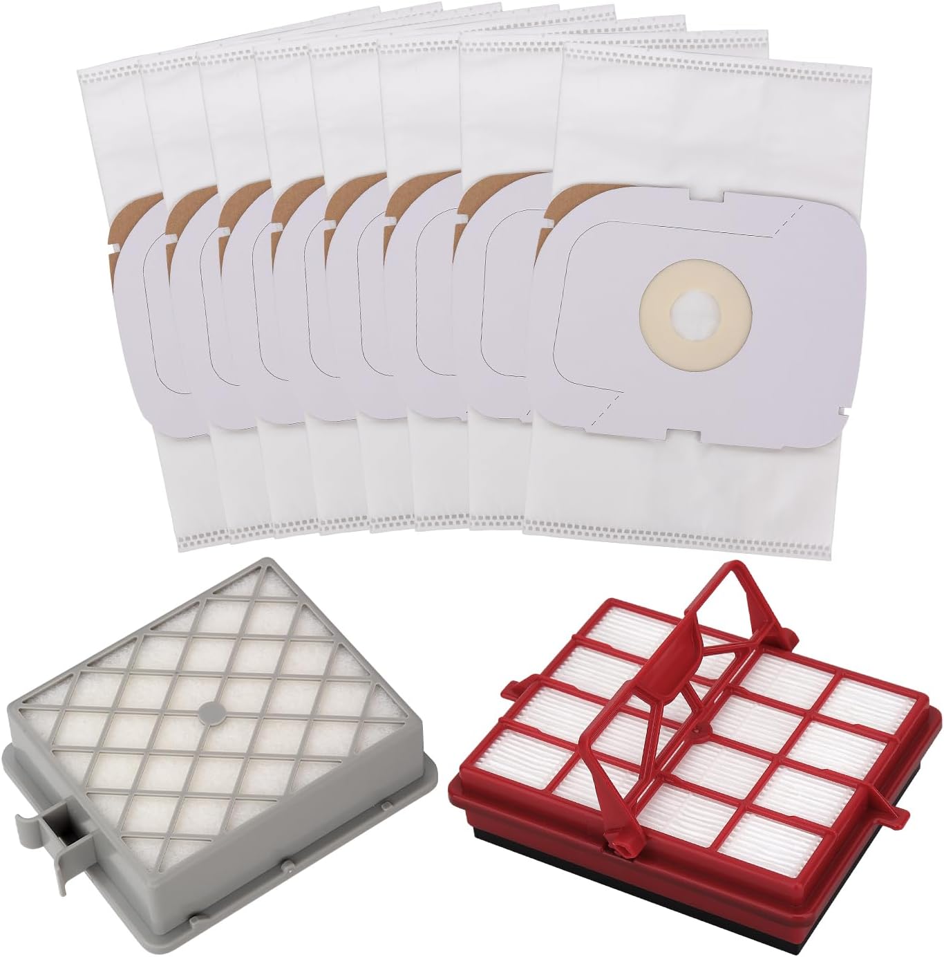 Style P HEPA Vacuum Bag and Filter Bundle: Compatible with Aerus Lux Guardian Platinum Canister Vacuum Cleaner, 1 HEPA Carbon Pre +1 HEPA After Filter with Handle +8 Vacuum Bags