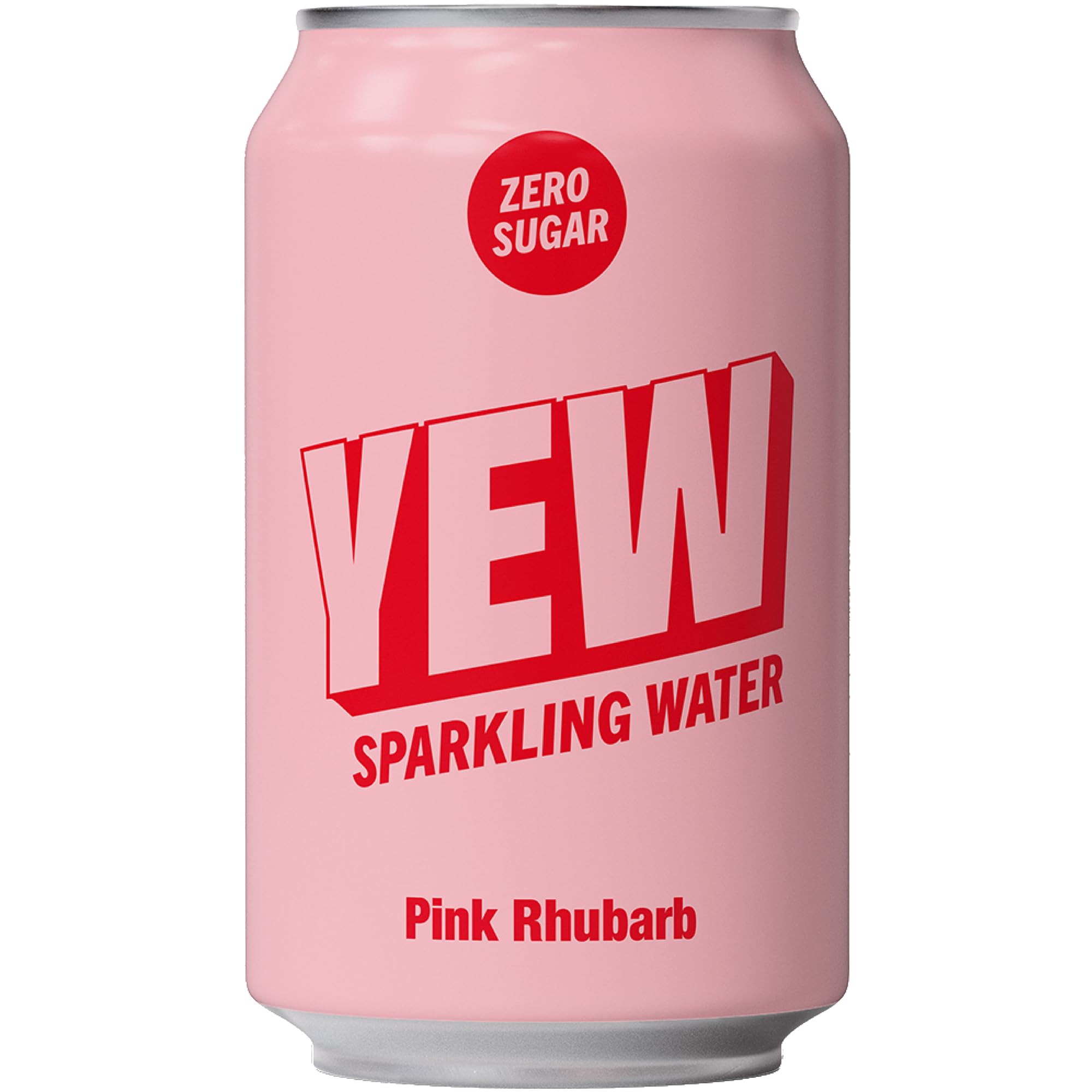 YEW Pink Rhubarb Sparkling Water - 1 x 330ml Can - ZERO Sugar, ZERO Sweetener, All Natural Rhubarb Flavoured Water, ZERO Calories, Gluten Free, Keto Friendly and Vegan Healthy Fizzy Drink