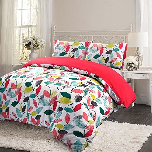 Juego de funda de edredón de franela retro., Geranium Red, matrimonio