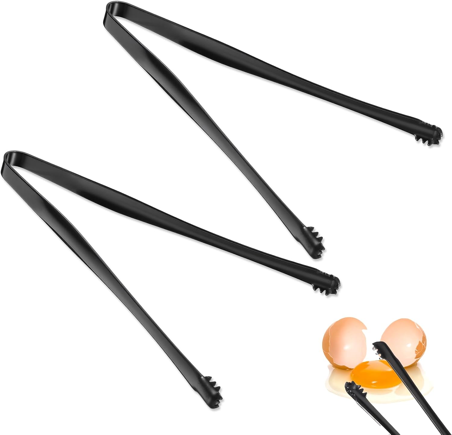 2 Pcs Egg Chalaza Removal Tool, Remover Tong Eggshell Egg Cleaner Tool, Toothed Kitchen Tongs Stainless Steel For Food Cooking Pastry Cake Bakers Chef