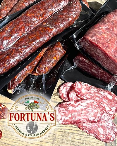 Fortuna's Spianata Roma Salame - Spianata Meaning "Flattened". All Natural, Nitrate & Gluten Free, Fresh Pork Select Blend, 14-16Oz Hand-Cut Piece, Spicy Heat Without Overpowering #TOP3