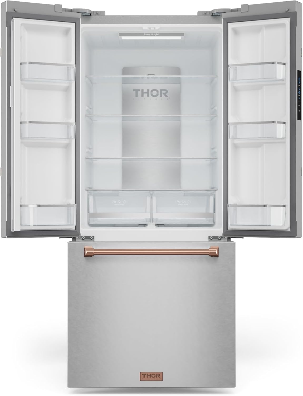 Thor Kitchen Gordon Ramsay 30 Inch 17.7 cu ft French Door Counter Depth Refrigerator with Ice Maker in Stainless Steel/Rose Gold