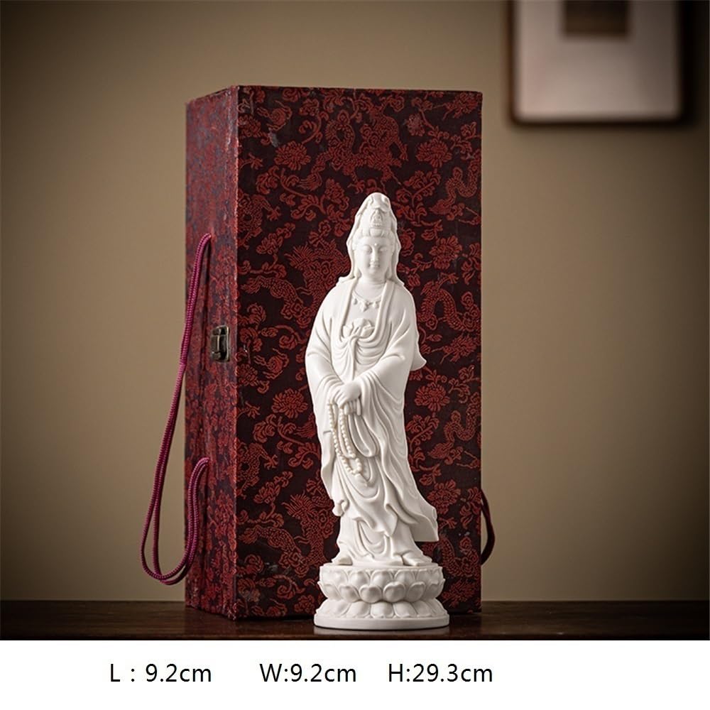 Estatuas de Feng Shui, Estatua de Buda Blanca Pura Decorativa pie en la Entrada Sala Estar, el vestíbulo Oficina, Zen