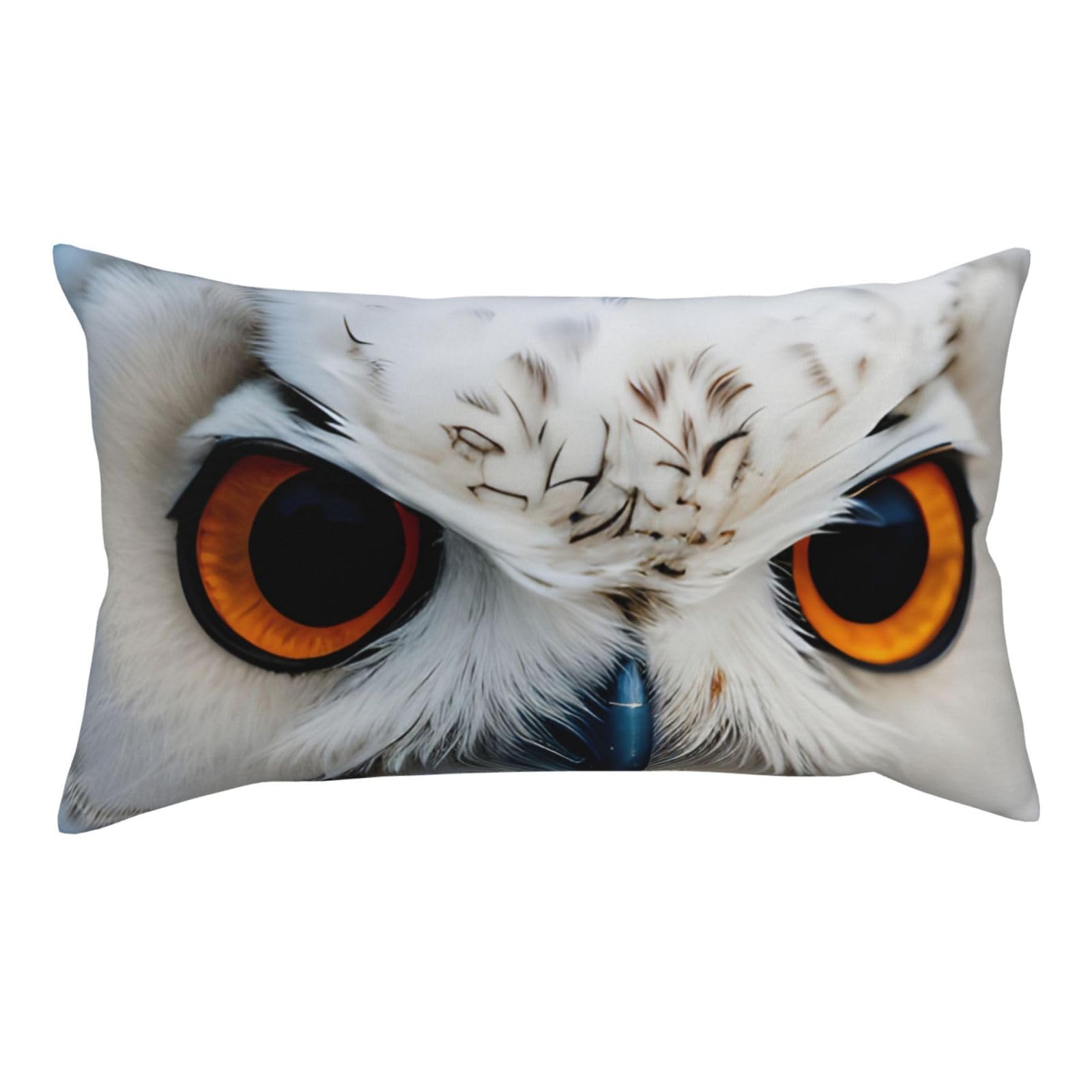 Snowy Owl Eyes Double Sided Fluffy Pillow Cover 20x36 Printed Soft Plush Decorative Case for Sofa Living Room
