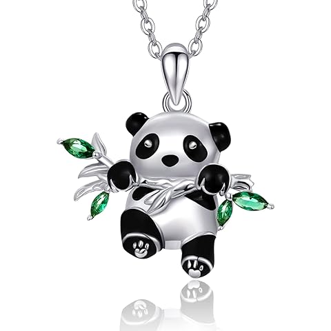 Dreamboat Panda Necklace for Women 925 Sterling Silver Pandas Bear Pendant Necklaces Cute Animal Jewelry Gifts for Pandas Lovers