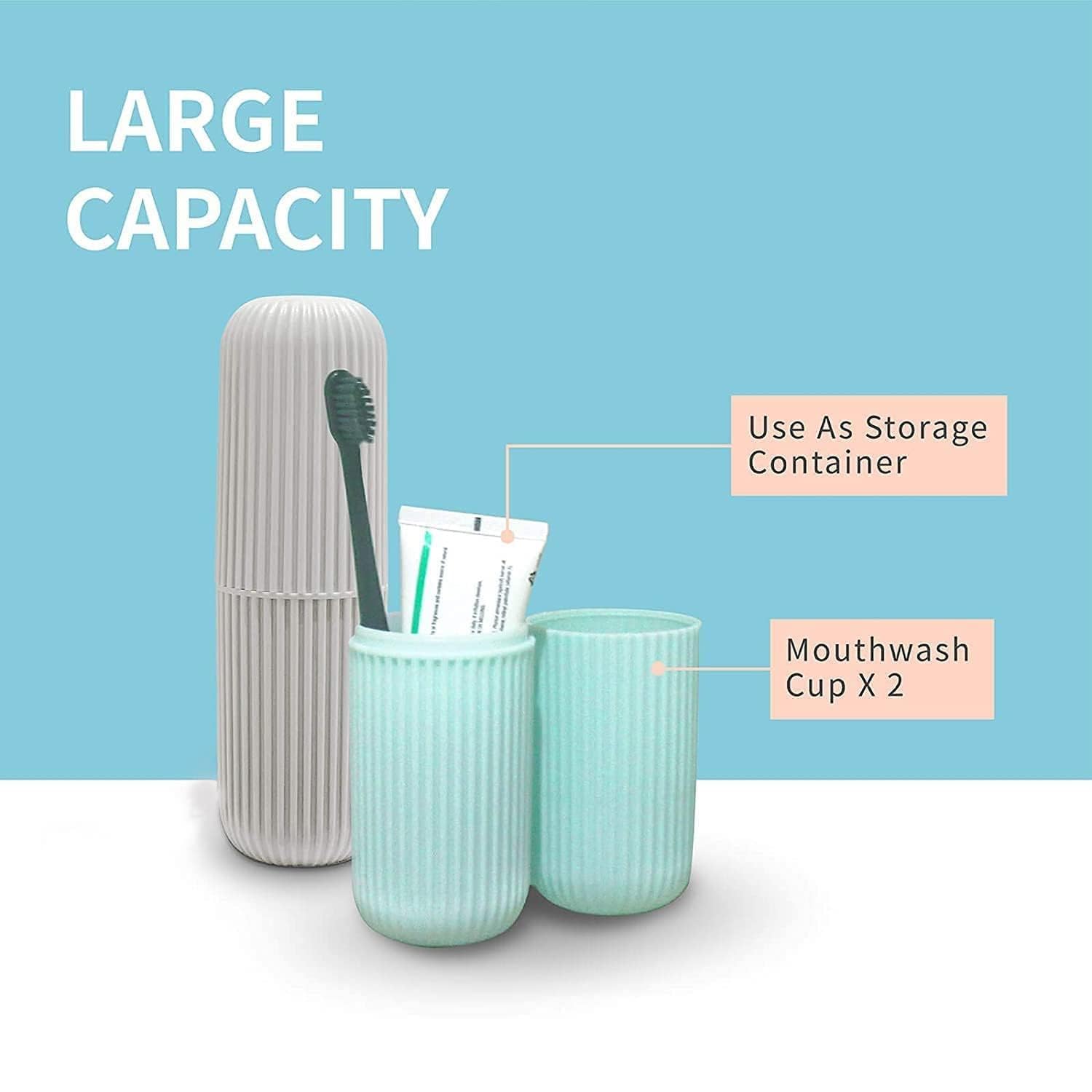 MURTISIDDH Capsule Shape Travel Toothbrush Case Cover Holder Portable Toothbrush Storage Box Container, Toothbrush Holder Bathroom Organizer Accessories Set (2 Pic) 2