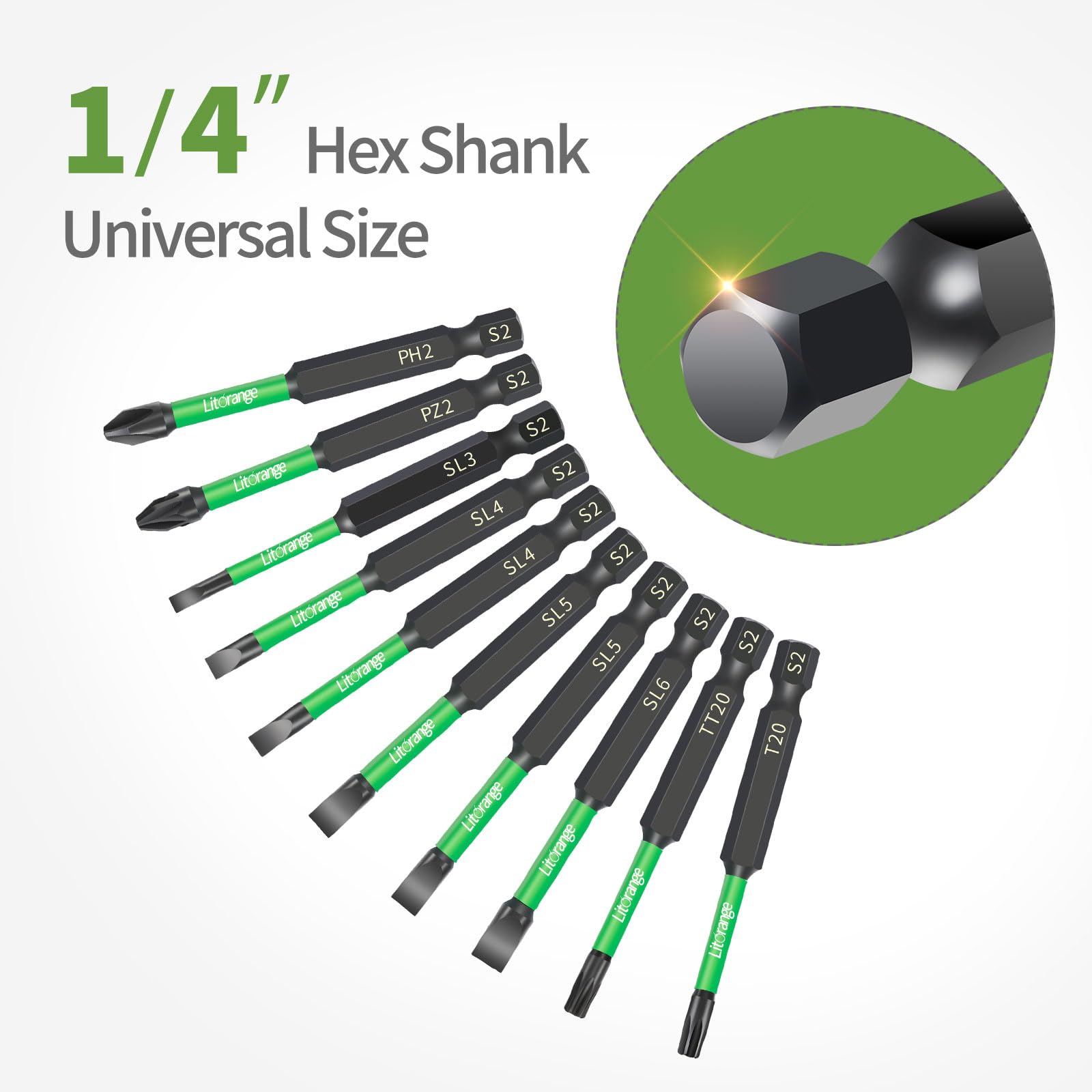 Litorange 10 PCS 70 mm Slot Long Impact Driver Bits, Flat Head Screwdrivers with Strong Magnetic Head, 1/4 Inch Hex Shank - Image 4