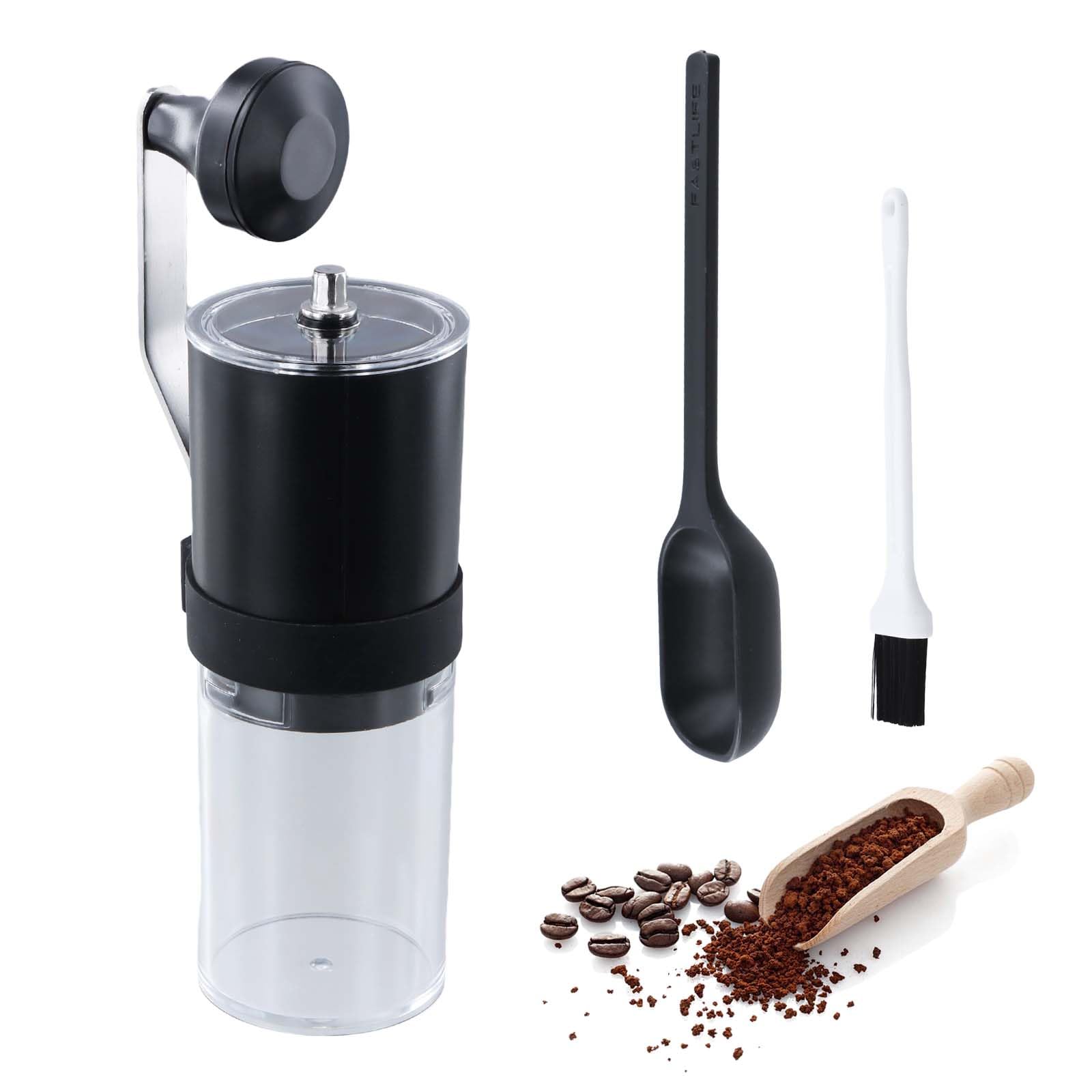 Manual Coffee Grinder, Portable Coffee Conical Grinder, Espresso Coffee Grinder, Coffee Grinder with High Precision Ceramic Mechanism, Cleaning Brush, Spoon for Pour Over