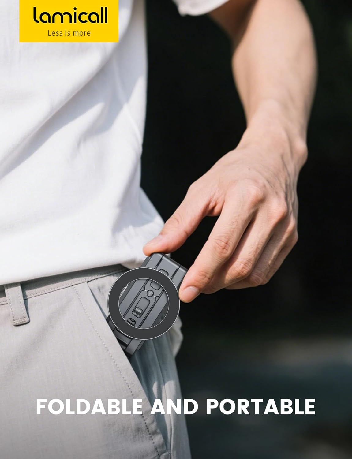 Lamicall for Magsafe Tripod Stand - [Ultra-Compact] Aluminium Magnetic Phone Tripod for iPhone 17/16 Pro Max Air, Flexible Cell Phone Bedstand Mount with 1/4" Screw, Arca & Hook Fits Travel Desk Grey