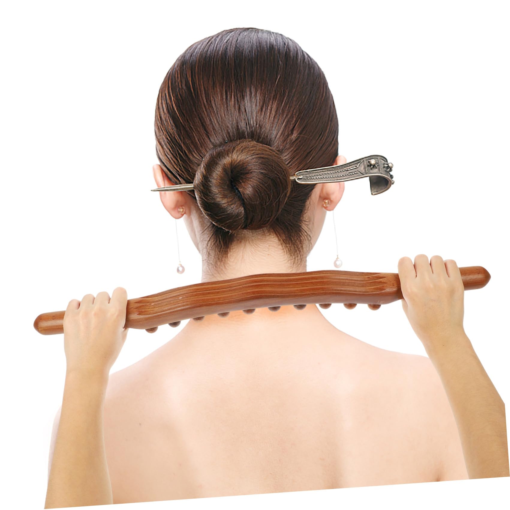 Rodillo de Masaje de Madera Cuentas Redondas para Cuello y Cintura