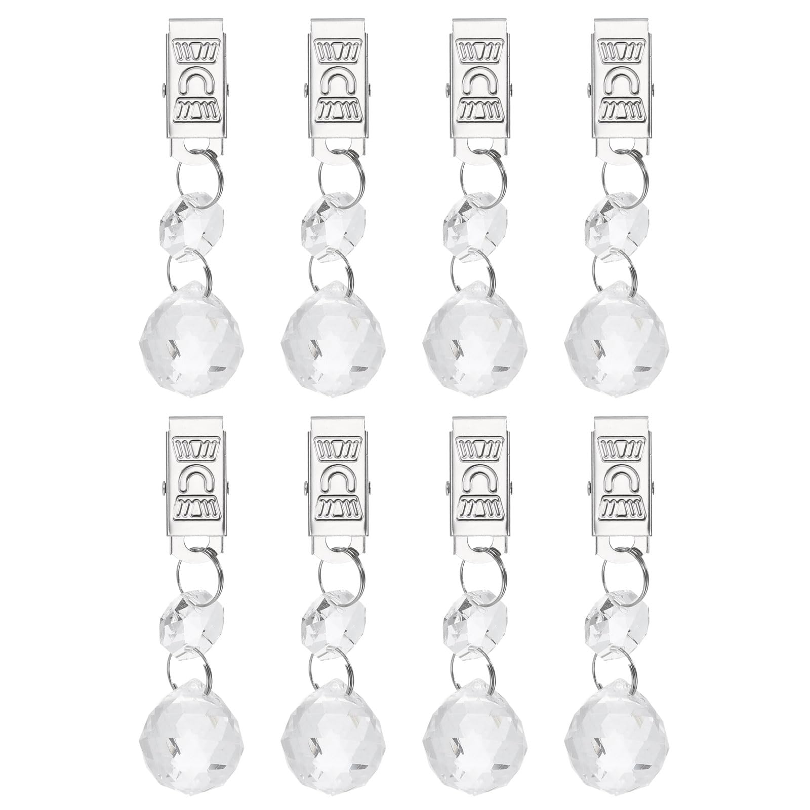 sourcing map 8Pcs Tablecloth Weights, Crystal Table Cover Weights with Metal Clips, Clear Ball Shape Pendant Curtain Weight 20mm for Outdoor Picnic Garden Table Decoration โ image 1