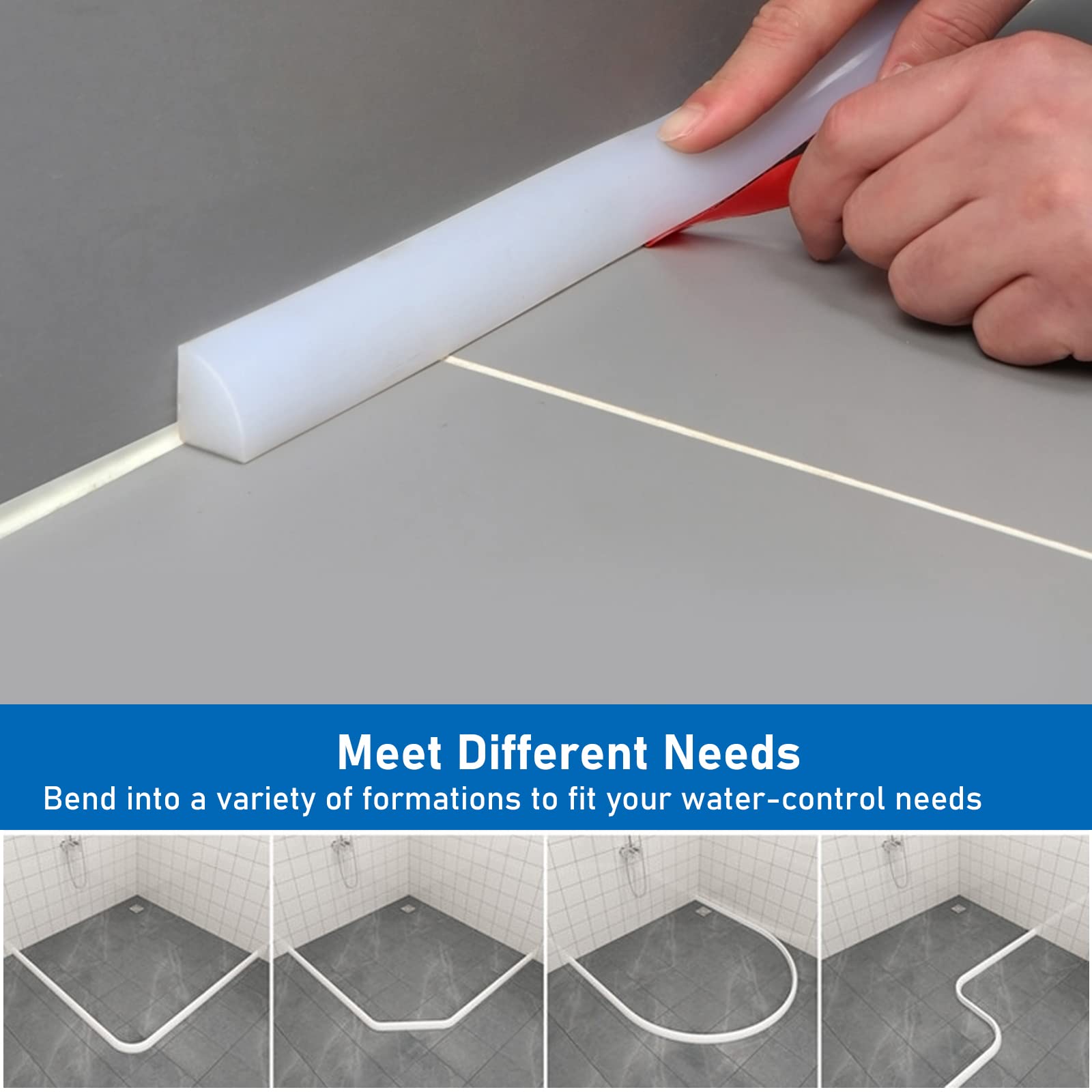 MuisTa Silikon Duschschwelle – Selbstklebend, 3x1,2 Cm, 60 Cm Lang, Wasserdicht Für Bad Und Küche