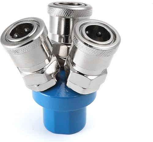 Miniatura 3 de Othmro Conector de compresor de aire redondo 2 vías de montaje rápido conectar acoplador manguera de aire herramienta de acoplamiento 1 unids