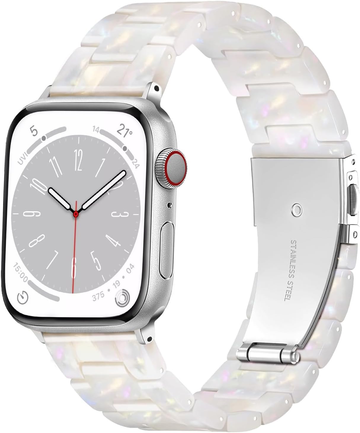 Fashion Lightweight Resin Compatible with Apple Watch Band for Women, with Stainless Steel Buckle