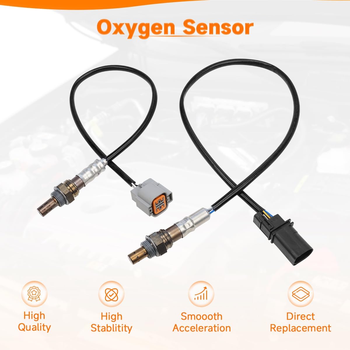 Upstream & Downstream O2 Oxygen Sensor Compatible with 2009-2012 Hyundai Sonata & 2011-2013 Kia Optima, Replaces OEM # 250-24913, 250-25017