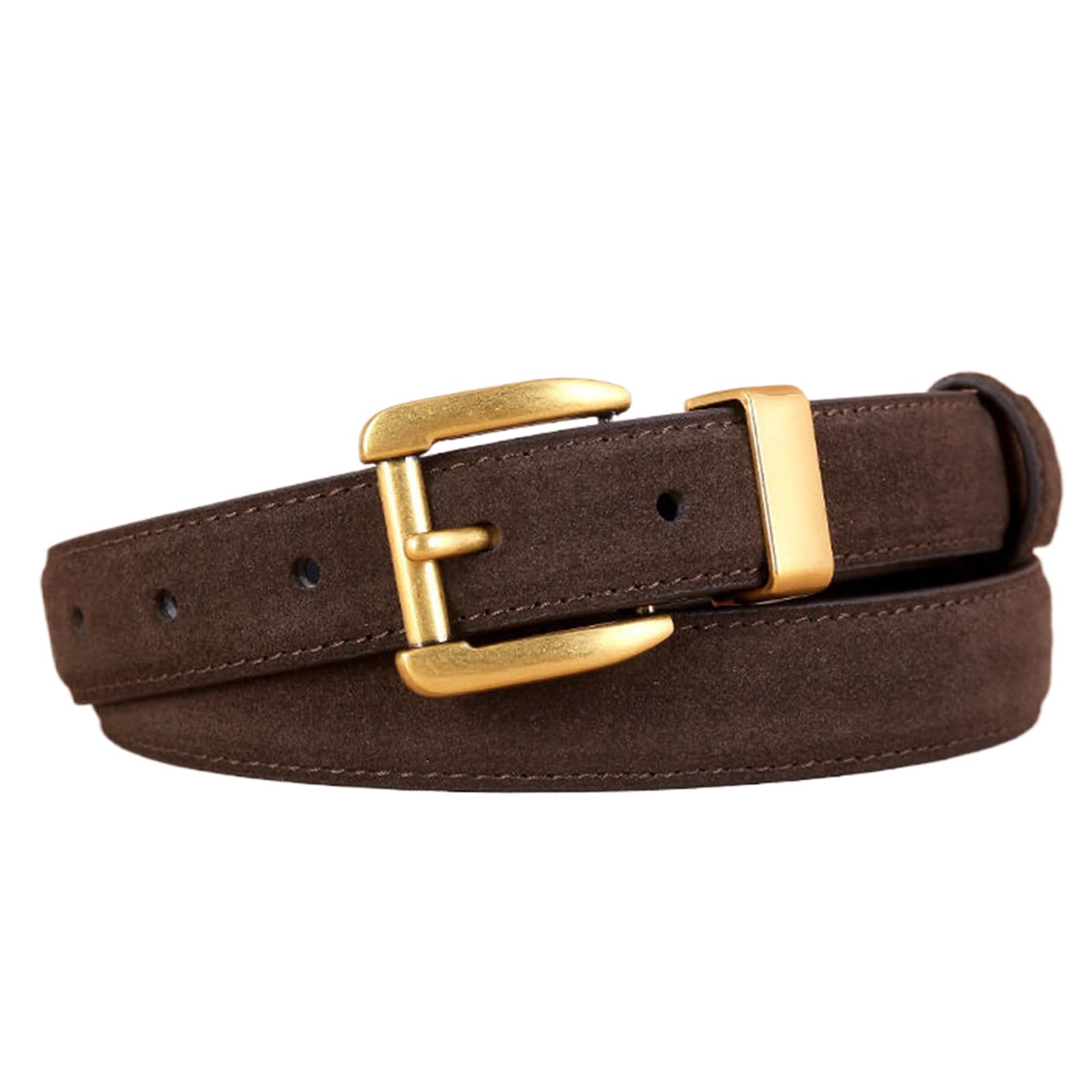 Amazon.com: YRJCHCG Fashion Genuine Suede Leather Belts for Jeans Gold  Buckle Brown Belt Women Elegant Dress Belt,Brown,100CM/39.4'' : Everything  Else