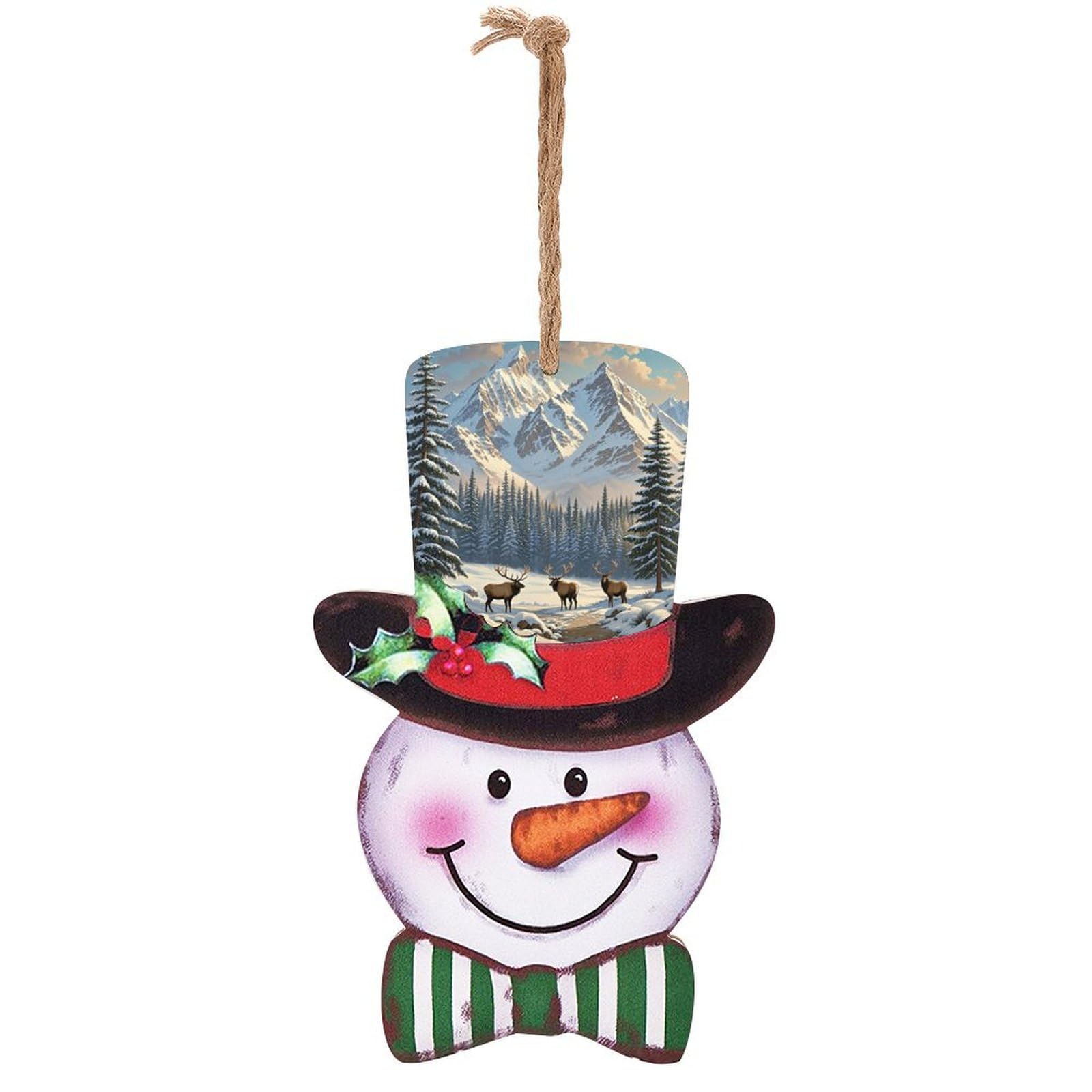 Panneau en bois bonhomme de neige de Noël pour décorer votre entrée chaleureuse