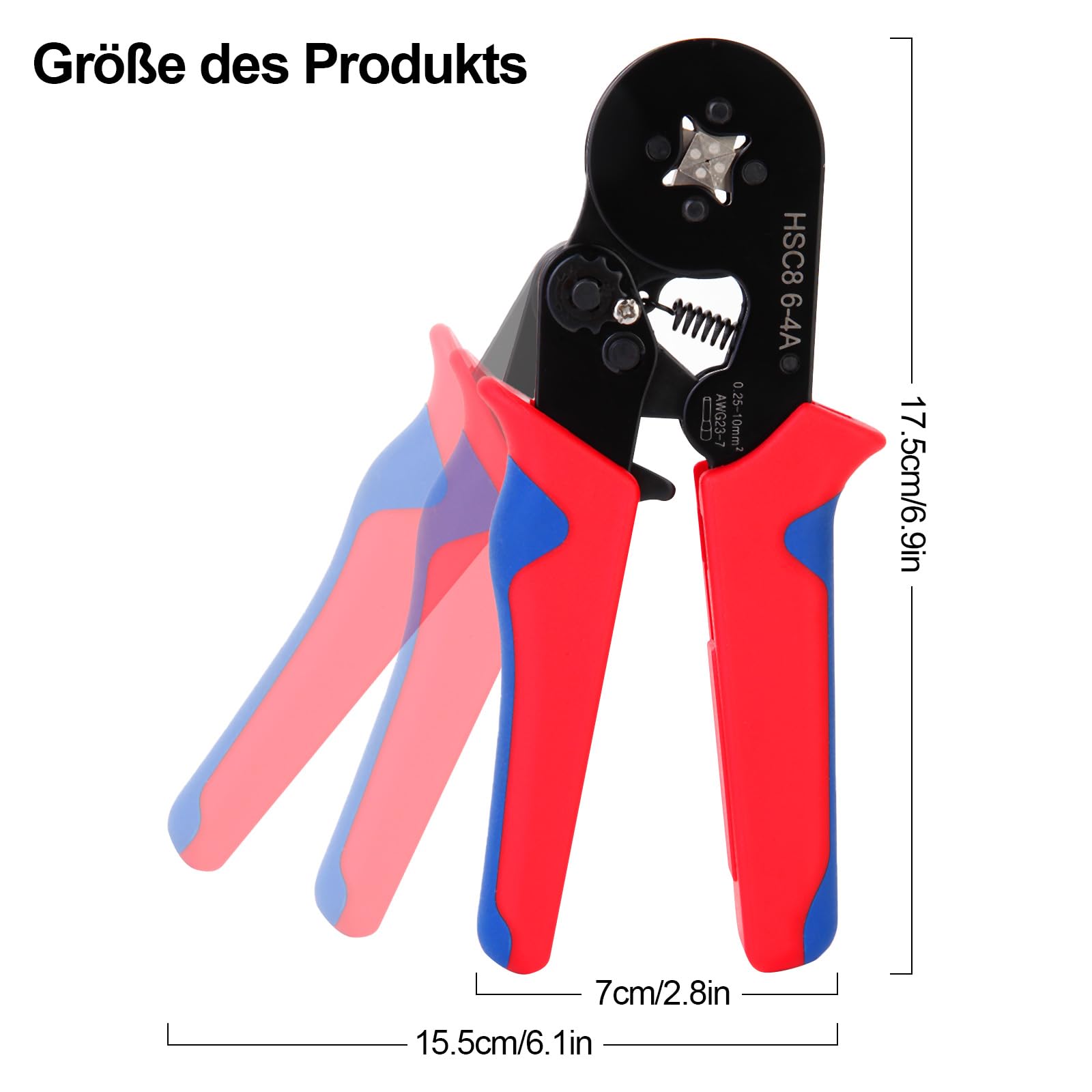 Adereindhulzen krimptang, 3-in-1 automatische striptang, krimptangset met 1800 stuks 0,25-10 mm² (AWG 24-8) adereindhulzen, zelfinstellende adereindhulzentangset