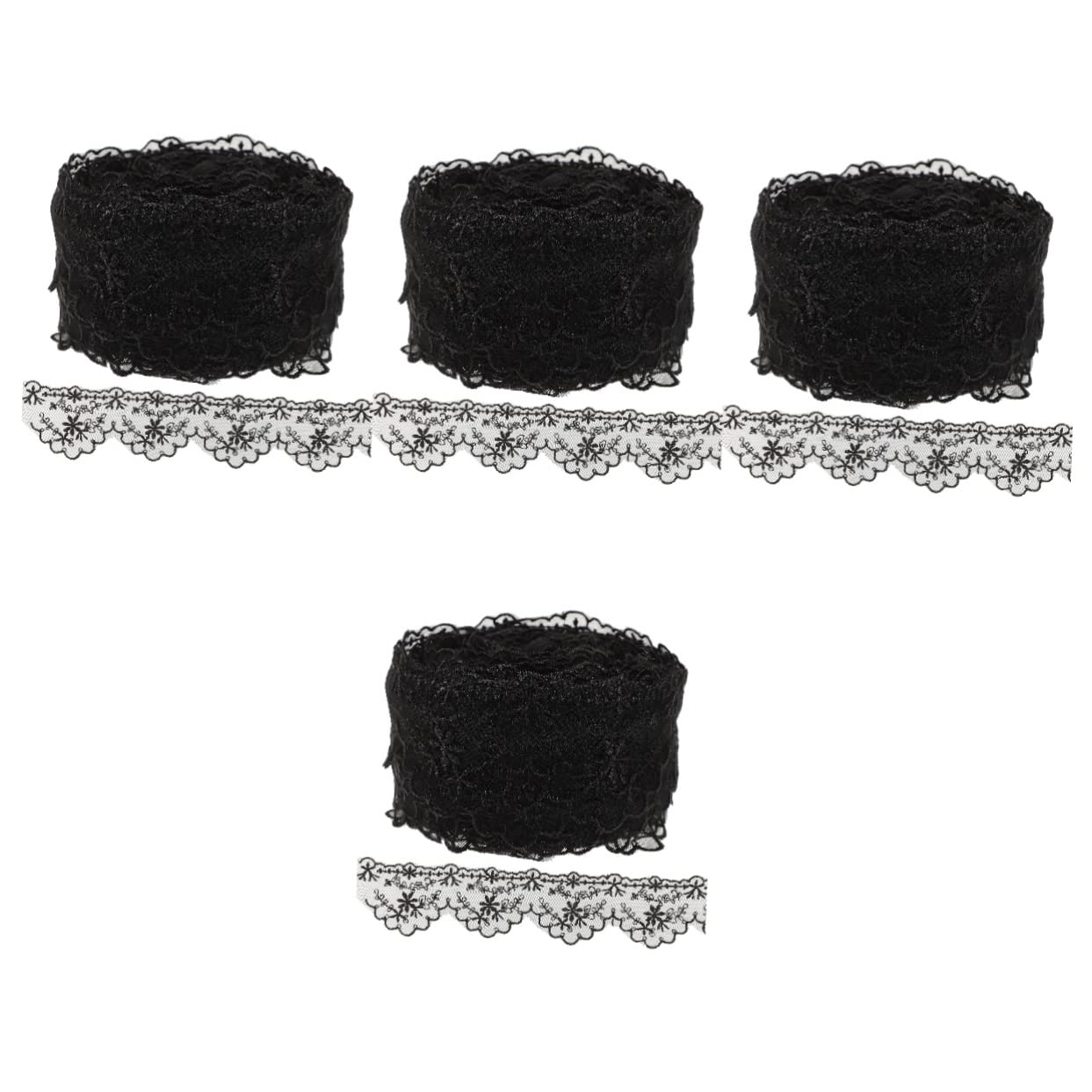 Ciieeo 4rollos Cinta De Encaje De Flores Para Manualidades Yardas De Ribete De Encaje Para Decoración De Ropa y Accesorios De Boda